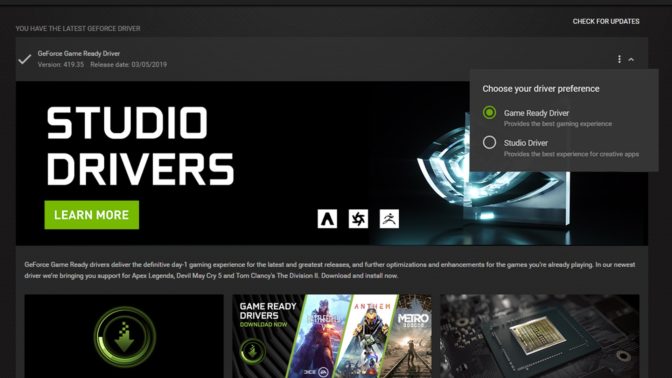 NVIDIA STUDIO DRIVER